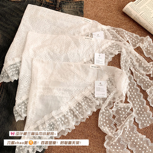 2025新款 子下摆半身裙三角巾头巾两用 蕾丝屁帘女叠穿高级牛仔裤