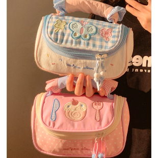 甜心蝴蝶结笔袋高颜值ins风学生初高中女生可爱大容量文具铅笔盒