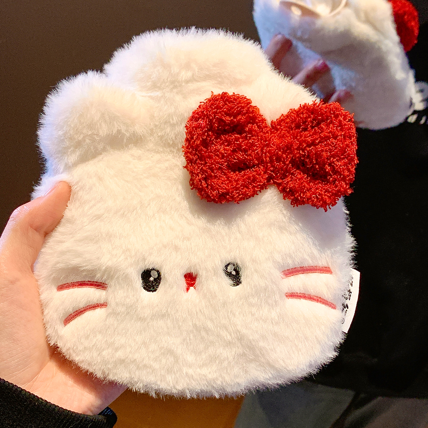 可爱蝴蝶结猫咪注水小号热水袋