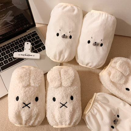 可爱小海豹毛绒袖套女冬2025新款上班耐脏学生成人羽绒服防污手袖