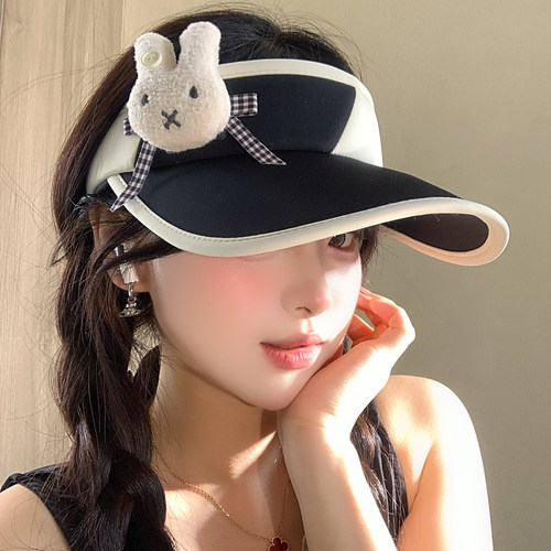 可爱发箍式空顶防晒帽女夏季