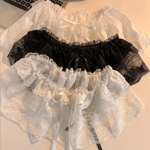 百搭系带围裙帘打底裤 春夏季 摆裙 屁帘女2025新款 蕾丝木耳边短裤
