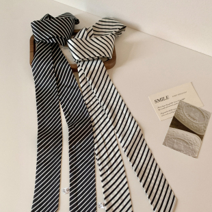 学院风条纹长条丝巾女生系脖高级感围巾领巾装 饰领带飘带学生搭配