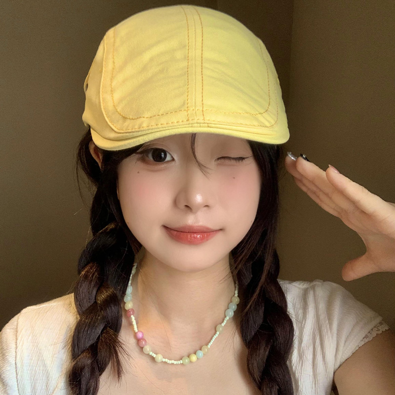 日系文艺复古黄色前进帽子