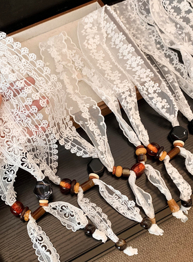 2026新款蕾丝串珠丝巾项链女款