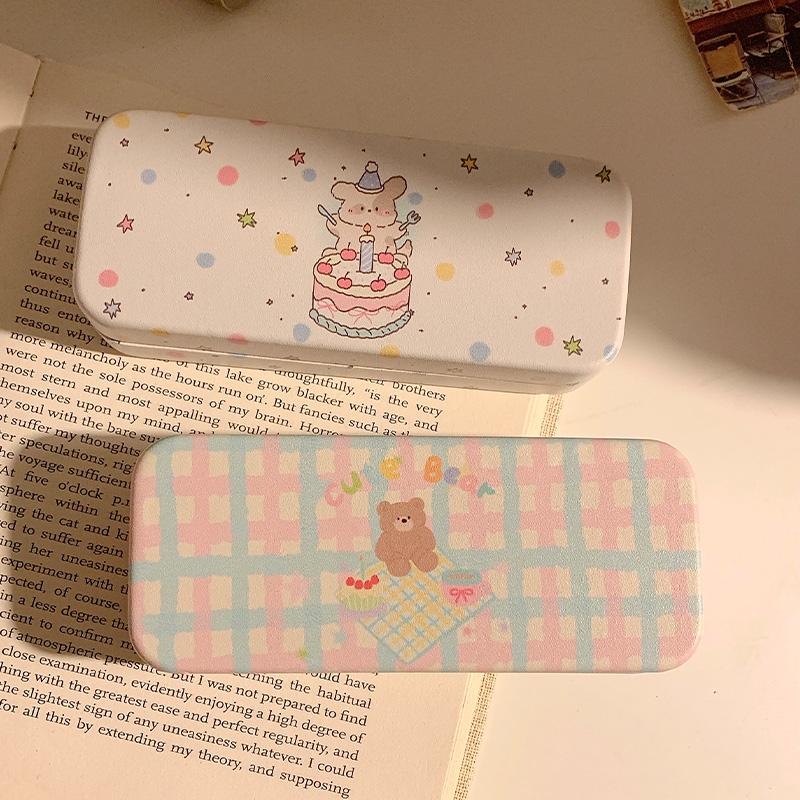 可爱小熊眼镜盒女便携抗压防摔