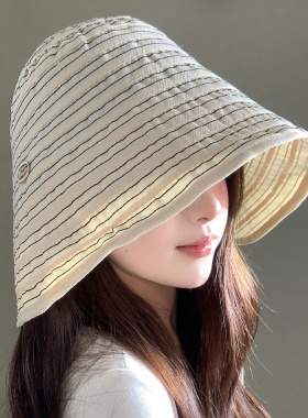 百搭帽子渔夫帽全脸防晒帽女太阳帽夏大头围大帽檐遮阳帽防紫外线