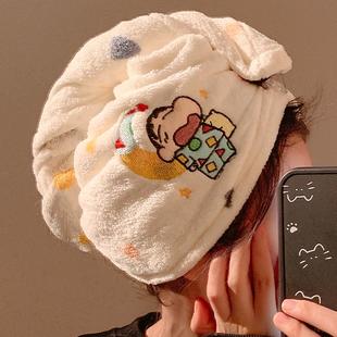 可爱蜡笔小新干发帽女超强吸水速干包头发毛巾浴帽成人加厚珊瑚绒