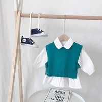 Cô gái đan vest 2019 mùa thu mới phiên bản Hàn Quốc của chiếc cà vạt cổ tròn có ngoại hình mặc áo vest bé trùm đầu - Áo ghi lê áo gile nỉ cho bé trai bé gái