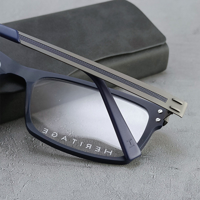 法国HERIG超轻近视眼镜框休闲时尚超韧塑钢宝蓝色哑光可配度数男