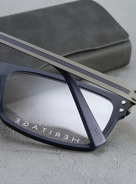 法国HERIG超轻近视眼镜框休闲时尚超韧塑钢宝蓝色哑光可配度数男