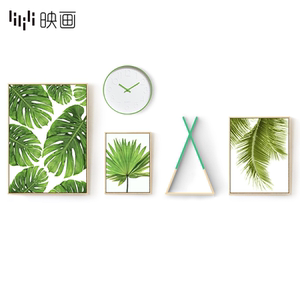 绿叶植物小清新风组合画沙发墙