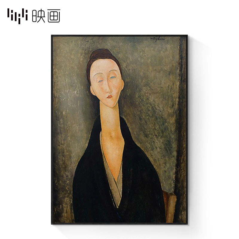 艺术画名画别墅金属框装饰画复古人物壁画玄关油画沙发背景墙挂画图片