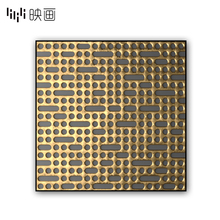 现代轻奢金箔画客厅背景壁画玄关装 饰画正方形样板房别墅大幅挂画