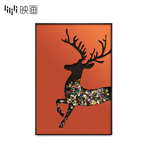 创意样板间装饰画积木拼贴画KAWS暴力熊卡通鹿卧室挂画实物画壁画 - 封面