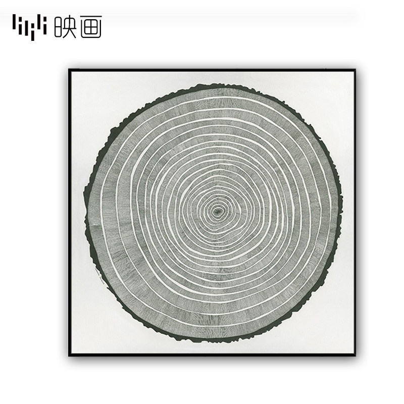 北欧风格壁纸现代简约中式客厅书房办公室背景墙抽象年轮壁画墙纸