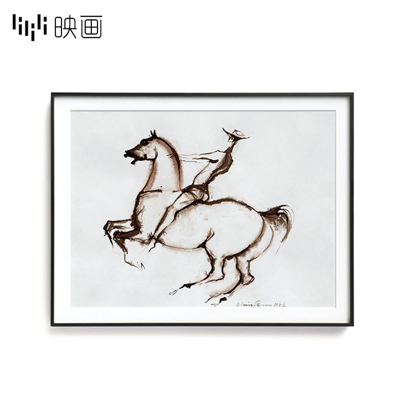 样板间轻奢风骑马大师小众挂画