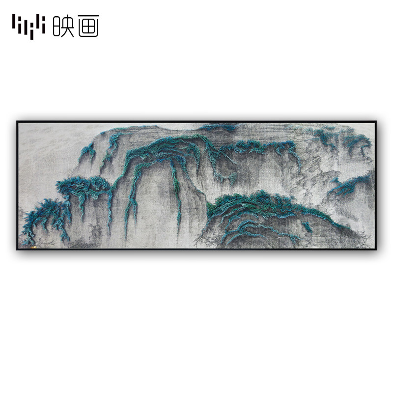 沙发背景墙中式风山水手工挂画