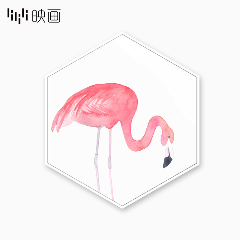 北欧风格六边形火烈鸟客厅装饰画