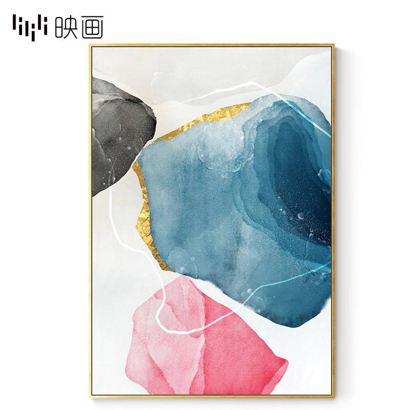 北欧风格玄关壁画竖版客厅宝石抽象挂画艺术画沙发后背景墙装饰画图片