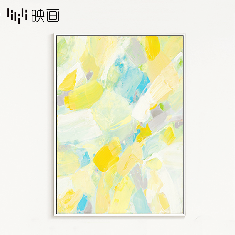 现代客厅装饰画抽象三联画简约北欧风格挂画彩色沙发背景壁画油画