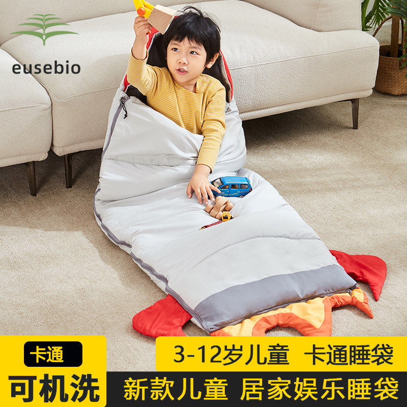 卡通儿童睡袋加厚秋冬四季户外露营中大童小学生午休睡袋被子两用
