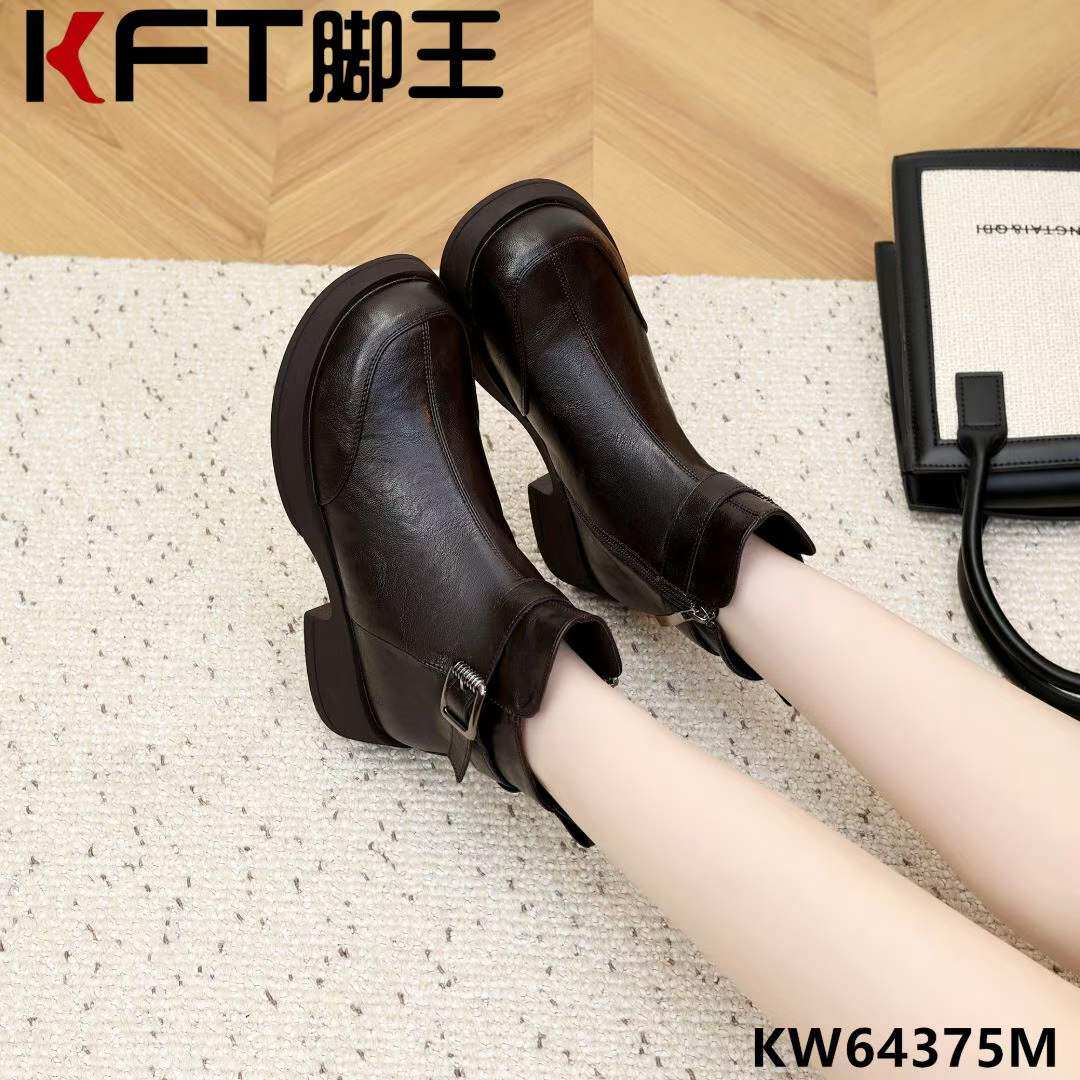 KFT脚王秋冬季新款加绒马丁女靴短靴韩版英伦风靴子专柜正品女鞋