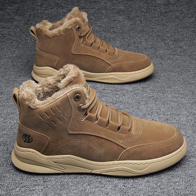 38-45码跨境男鞋冬季加绒保暖棉鞋软底缝线高帮鞋潮鞋子休闲棉靴