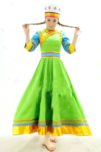 达斡尔族舞蹈服装女成人裙装大摆裙鲁日格勒舞演出表演舞台服饰