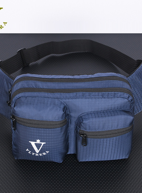 香港原创大容量运动腰包男多层防水尼龙户外旅行帆布背包潮手机包