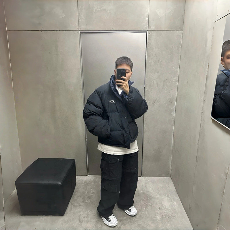 Lappy现货别针刺绣双面穿保暖抗寒巴黎风格厚款外套工装夹克棉服