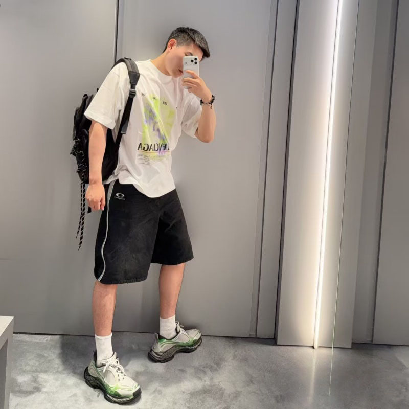 Lappy夏季2026年新款巴黎风格天花板双环男士牛仔短裤休闲运动