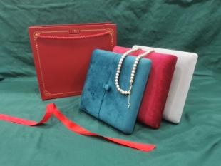 母亲节珍珠项链盒绒布爱心珍珠套链展示收纳盒