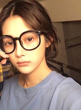 欧美个性网红风格眼镜架框复古素颜粗框箭头平光镜潮防蓝光配近视