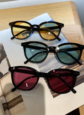 INS小红书博主茶黄色潮太阳眼镜