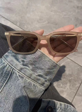 方框奶茶色偏光太阳镜tr90墨镜