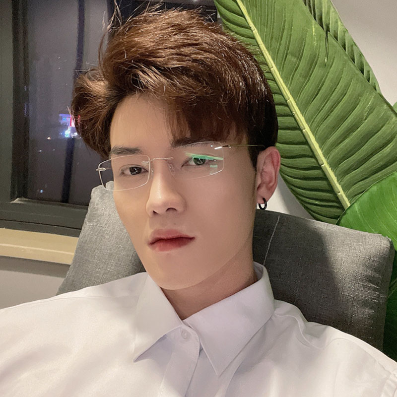 男士无框小方形近视平光镜