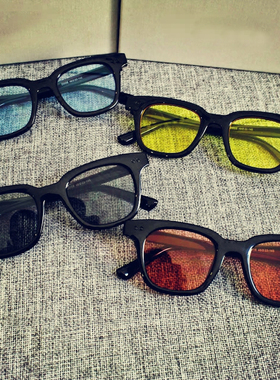 透明眼镜红色茶GDTOP时尚小方框墨镜日韩果冻色太阳镜男女潮复古