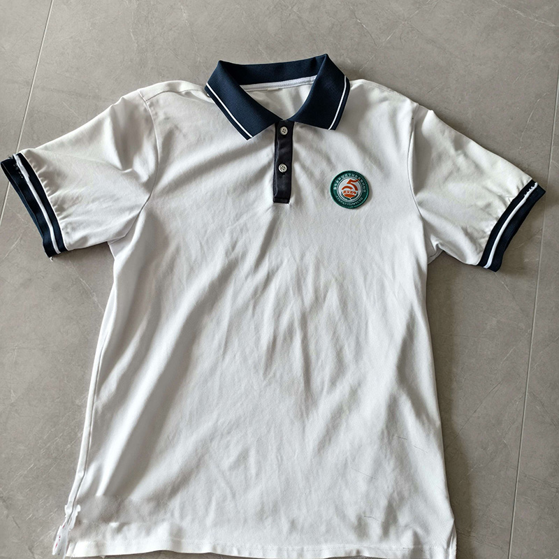 白色polo衫翻领校服金华市外国语学校金武新城校区校服同款