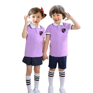 六一演出班服英伦风套装 幼儿园园服夏装 短袖 纯棉新款 定制 校服夏季