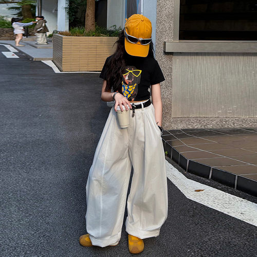 女童套装夏装2026新款儿童洋气时髦炸街短袖T恤大童弯刀裤两件套