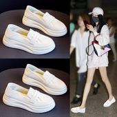女鞋 2026新款 春秋护士鞋 小白鞋 厚底松糕一脚蹬休闲运动鞋 纯色百搭