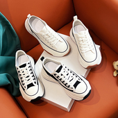 松糕夏季 厚底增高帆布鞋 休闲板鞋 溶解平底小白鞋 透气 女2026年新款