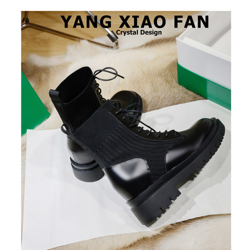 戈琳娅马丁靴橡胶底真皮短靴