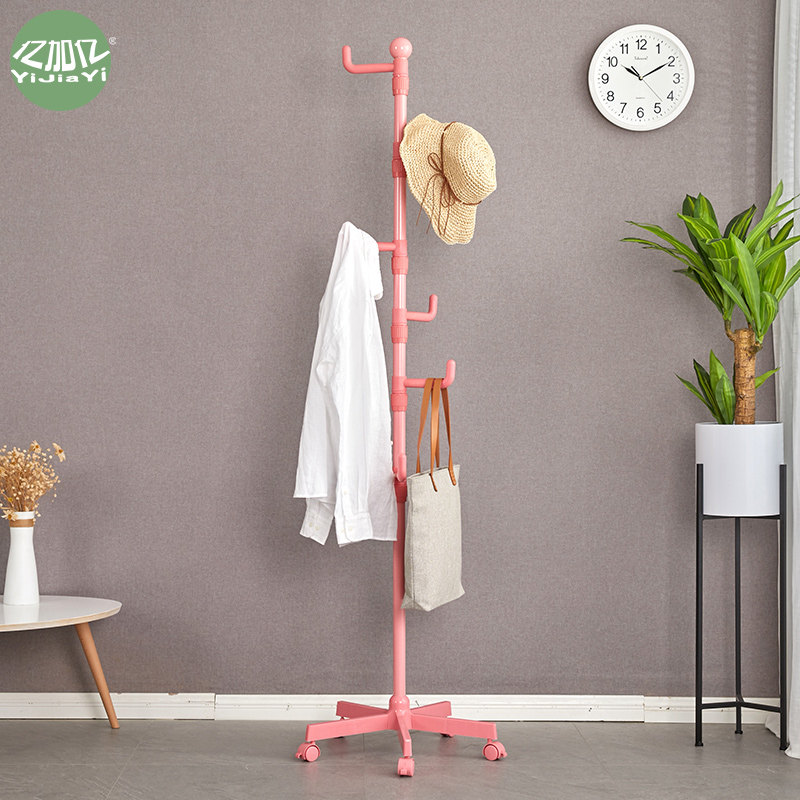 亿加亿简易衣架卧室不锈钢单杆挂衣架室内可移动落地门厅衣帽架