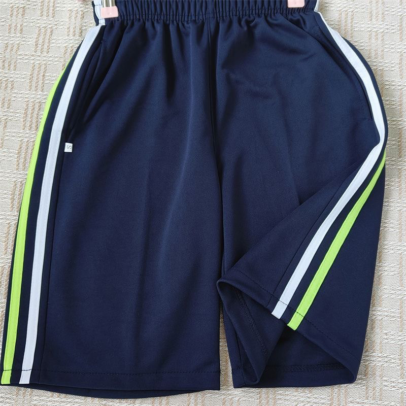 男童短裤夏季外穿纯棉校服裤中小学生一条杠二道藏青色红白五分裤