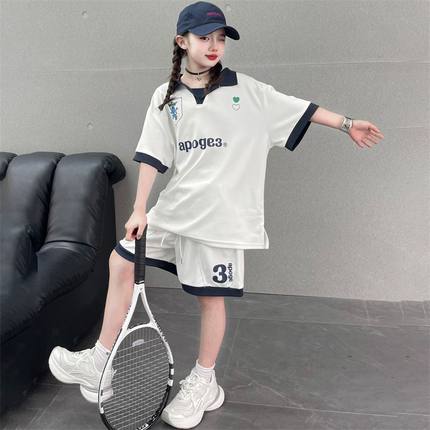 学院风运动套装女夏季学生宽松韩版时尚polo衫短袖短裤休闲两件套