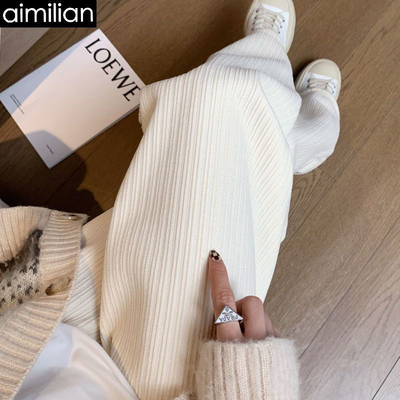 学生灯芯绒阔腿裤女童秋冬宽松加绒女孩子休闲直筒雪尼尔百搭长裤