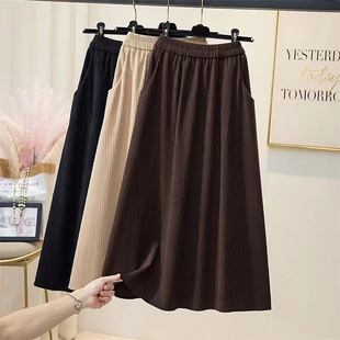 灯芯绒半身裙女童秋冬季新款复古风加绒加厚女孩中长款A字伞裙子a