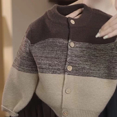 春秋童装 针织衫 开衫 韩系 2025秋季 男童时尚 外套儿童拼色宽松开衫